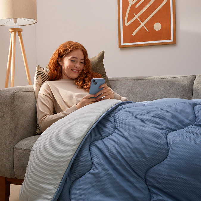 Silentnight Seersucker Coverless Duvet 10.5 Tog - Blue Light Grey