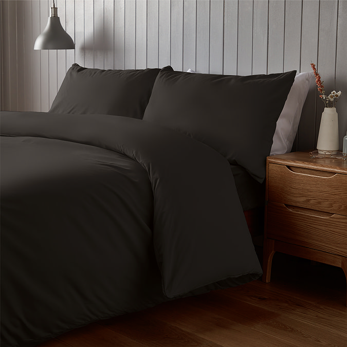 Supersoft Duvet Cover in black on bed image 2