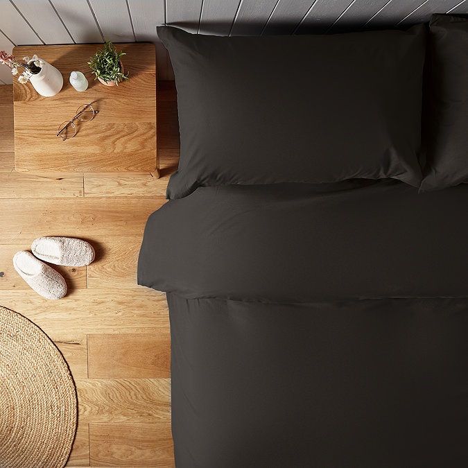 Supersoft Duvet Cover in black close up  on bed image 4