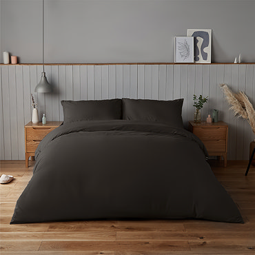 Supersoft Duvet Cover in black on bed image 2