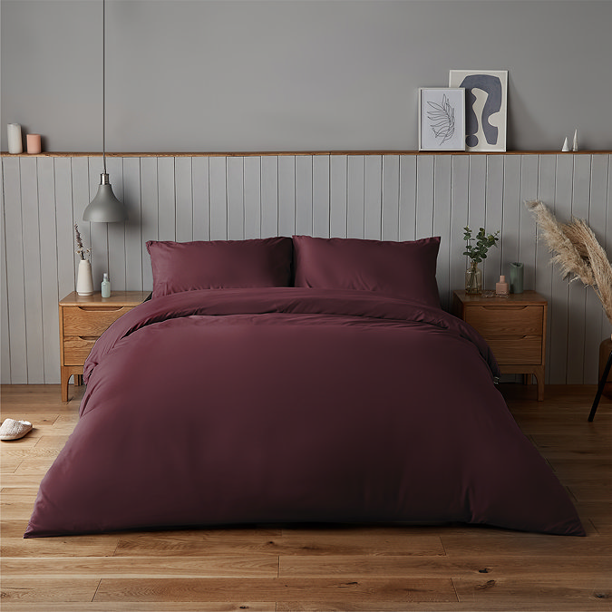 Supersoft Duvet Cover in Berry on bed image 1
