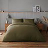 Supersoft Duvet Cover Set Olive on bed image 1