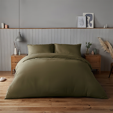 Supersoft Duvet Cover Set Olive on bed image 2