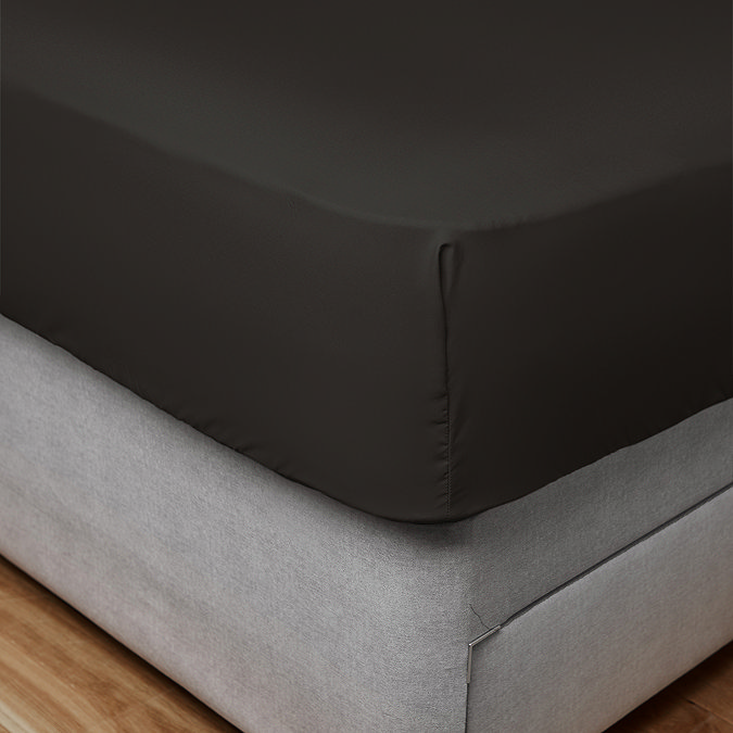 Supersoft Fitted Sheet in black on bed image 3