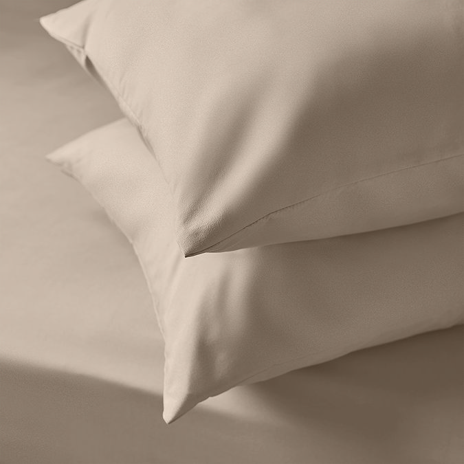 Silentnight Supersoft pillowcase pair in natural on bed image 3