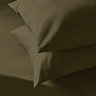 Supersoft pillowcase pair in Olive on bed image 4