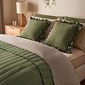 Ruffle Cushion in Green on bed image 2