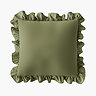 Ruffle Cushion in Green on a blank background image 3