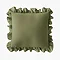 Ruffle Cushion in Green on a blank background image 3