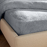Teddy Fleece Fitted Sheet in silver on bed image 2