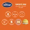 image of orange information page outlining silentnight double decker duvet features, such as super soft, hypoallergenic, energy saving, and 5 year guarantee