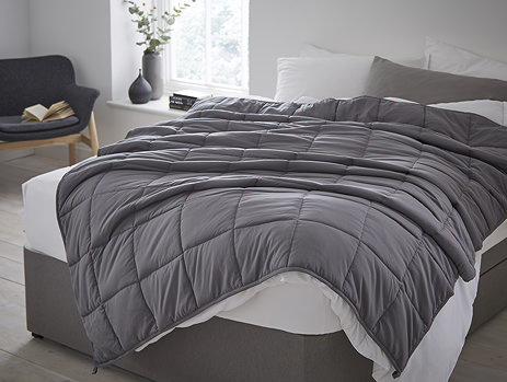 Weighted blanket on bed image 1