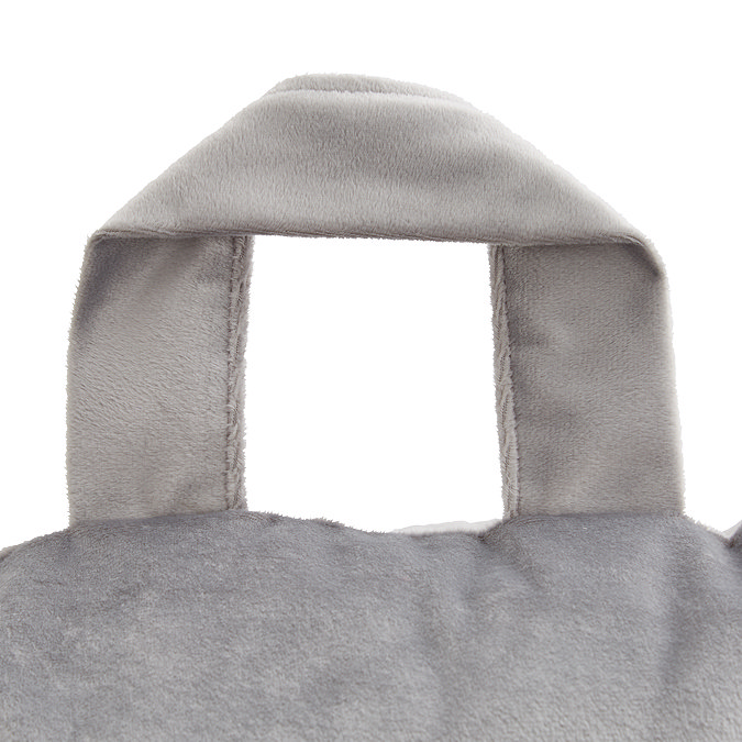 Velvet Cuddle chair cushion silver handle close up image 2