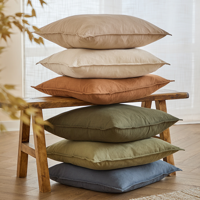 slub cotton 50x50cm feather cushion in Denim