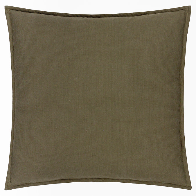 Slub Cotton 50x50cm Feather cushion in Lichen green