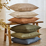 Slub Cotton 50x50cm Feather cushion in Lichen green
