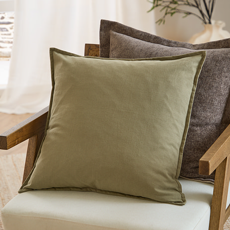 Slub Cotton 50x50cm feather cushion moss