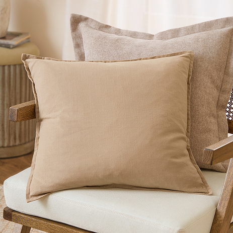 Slub Cotton 50x50cm Feather Cushion in natural