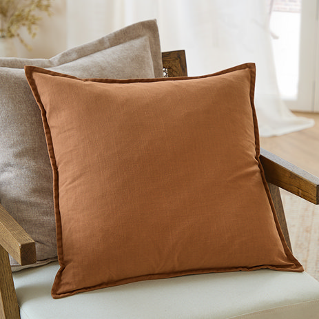 Slub Cotton 50x50cm Feather Cushion Toffee