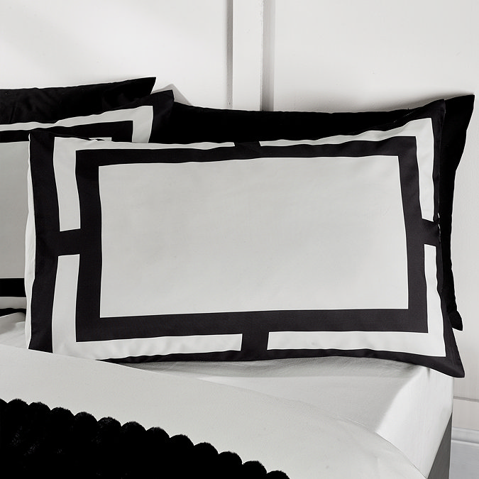 so soft mono panel duvet cover set in black on bed image 3