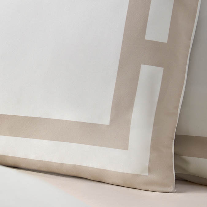 Mono panel duvet cover set in natural on bed image 3