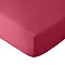 close up on corner of mattress covered with hot pink fitted sheet, image cut out on white background