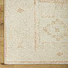 close up image of ivory rug with beige scandi pattern, focus on colour and texture