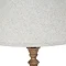 close up image of linen shade on top of a brown resin lamp