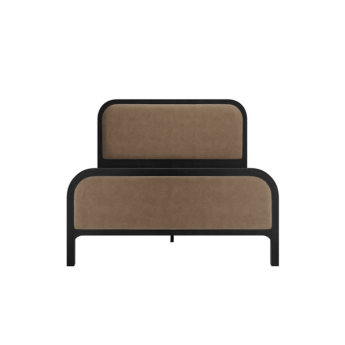 front on cut out image of mole brown and black curved slatted bed