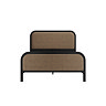 front on cut out image of mole brown and black curved slatted bed