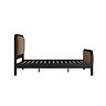 side on cut out image of mole brown and black curved slatted bed