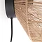 close up image of back of woven natural coloured wall light