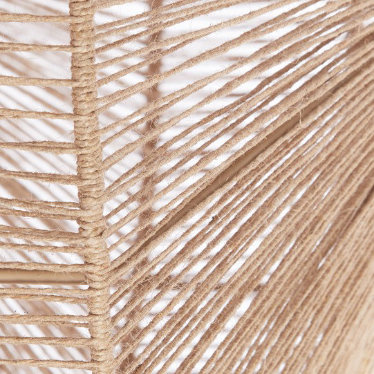 close up on woven natural coloured wall light, jute effect