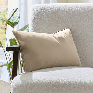 Spencer Linen Piped Velvet Cushion - Moss main image