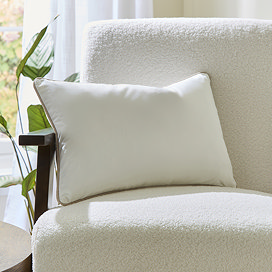 Spencer Linen Piped Velvet Cushion - White main image