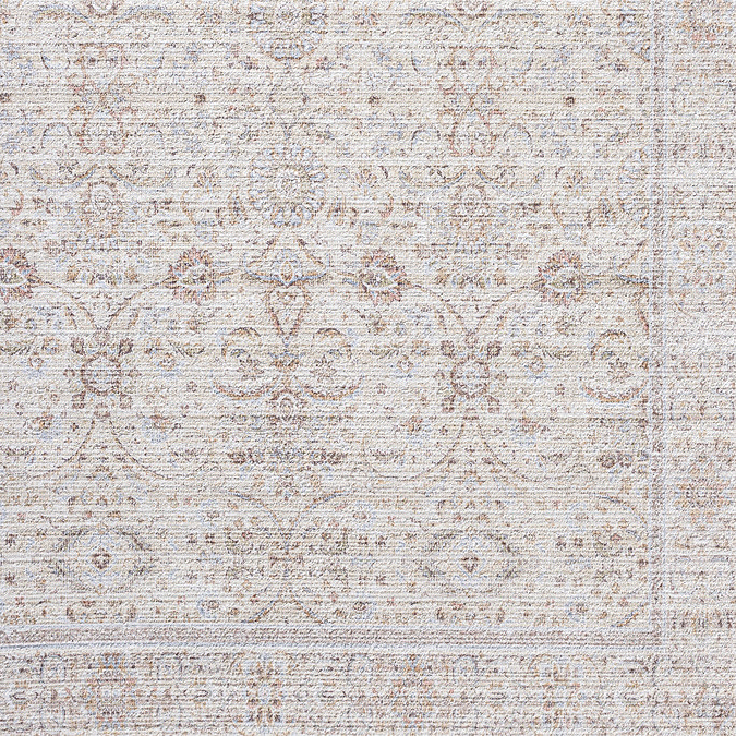 close up zoomed in image of vintage oriental flowery pattern in dusty colours