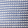 close up of blue and white stab stitch cushion pattern