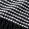 close up of black and white stab stitch throw pattern