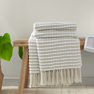 Stab Stitch Throw Natural Texture