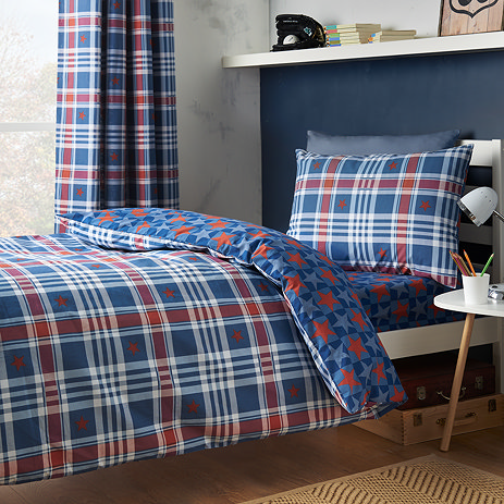 Stars and check duvet cover set