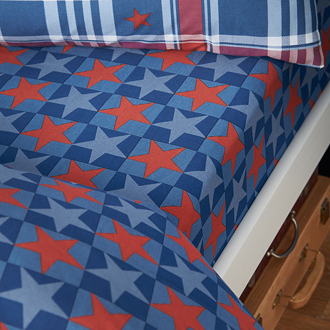 stars and check fitted sheet