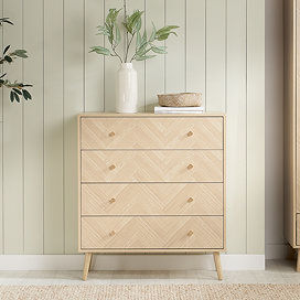 Stockholm Wooden 4 Drawer Chest - Light Oak main image