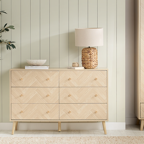 Stockholm Wooden 6 Drawer Chest - Light Oak main image