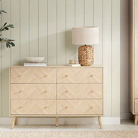 Stockholm Wooden 6 Drawer Chest - Light Oak main image