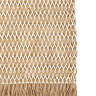 close up image cut out on white background of woven jute placemat, highlighting striped detail of the weave