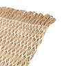 close up image cut out on white background of fringed edge of woven jute placemat