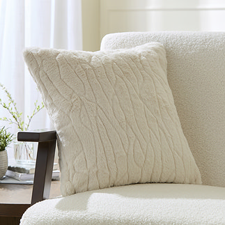 Super Soft Embossed Faux Fur Cushion - Cream main image