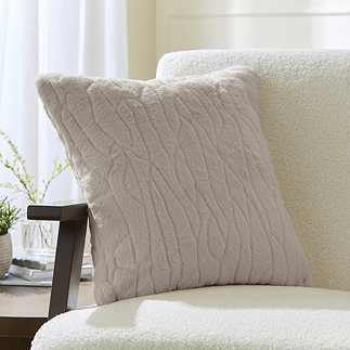 Super Soft Embossed Faux Fur Cushion - Tan main image