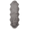image cut out on white background of grey sheepskin rug with wavy edges