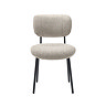 front on image cut out on white background of off-white fabric dining chair with metal legs